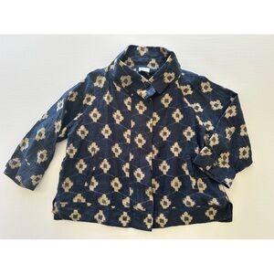 WRAP London Elsa 100% Linen Jacket Size 18 Lagenlook Minimalist Ikat